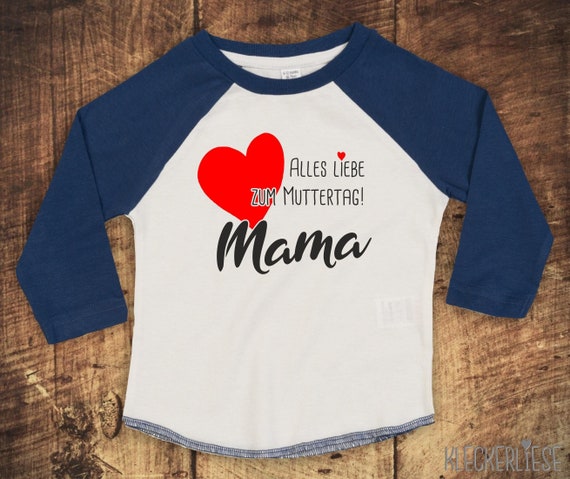 Kleckerliese Baby Kinder T-Shirt Langarmshirt "Alles Liebe zum Muttertag Mama" Raglan-Ärmel Jungen Mädchen