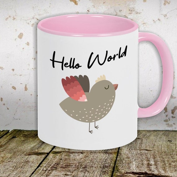 Kaffeetasse Tasse Motiv "Hello World Vogel" Tasse Teetasse Milch Kakao