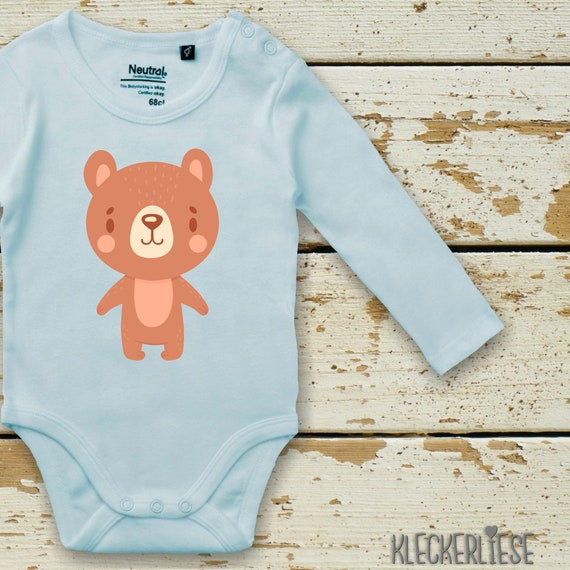 Langarm Body Babybody "Tiermotiv Bär Braunbär" Fair Wear Bio Organic