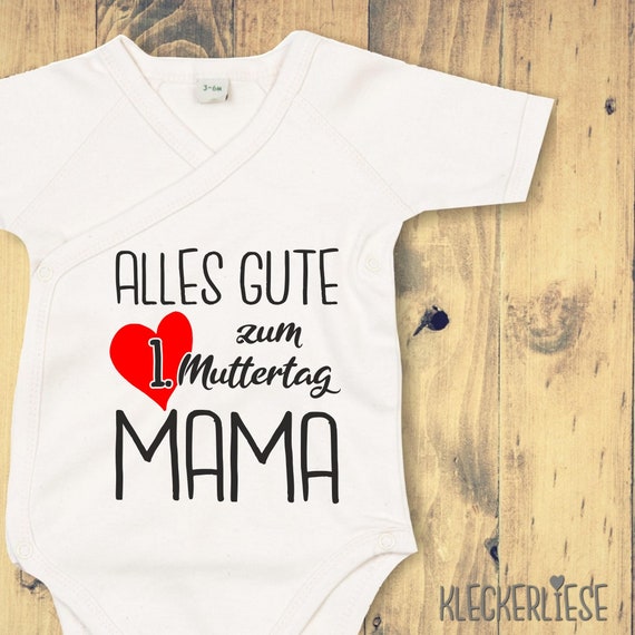 kleckerliese wrap body Mother's Day "Happy 1st Mother's Day Mom" baby body romper wrap body organic kimono short sleeve baby body