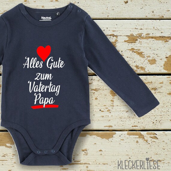 kleckerliese Long Sleeve Baby Bodysuit "Happy Father's Day Dad" Baby Bodysuit Boys Girls Long Sleeve Fair Wear