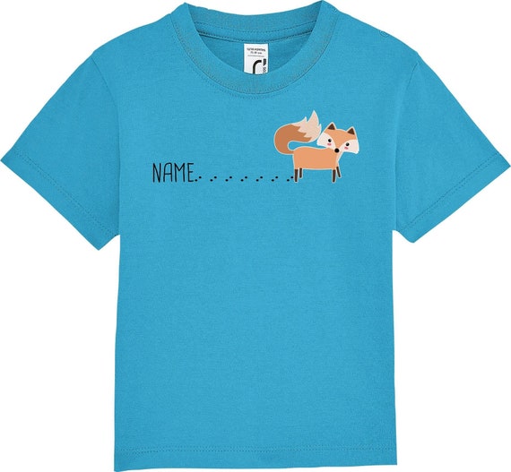 kleckerliese Kinder Baby Shirt Kleinkind "Wunschname Fuchs mit Spur Name Fox" mit Wunschnamen Jungen Mädchen T-Shirt