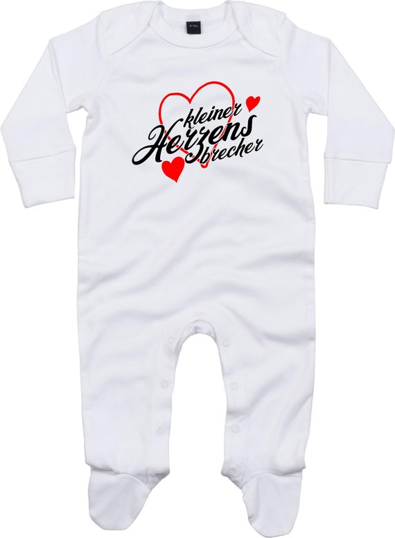 Kleckerliese Baby Schlafanzug "kleiner Herzens Brecher" Sleepsuit Langarm Jungen Mädchen Einteiler Strampler