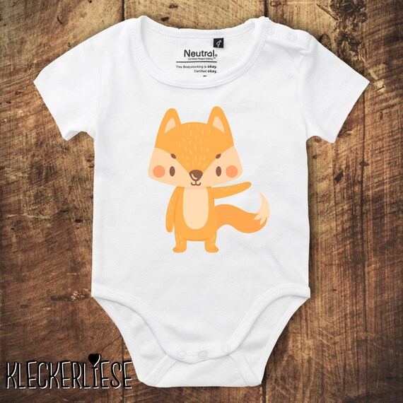 kleckerliese Babybody Body "Tiermotiv Fuchs" Fair Wear, Bio, Organic Baby Jungen Mädchen