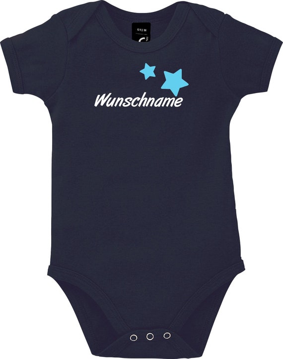 Kleckerliese Baby Body mit Wunschnamen "Name Wunschname Sterne" Jungen Mädchen Kurzarm mit Aufdruck Motiv
