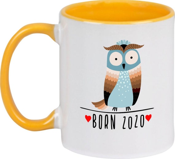 kleckerliese Kindertasse Teetasse Tasse Motiv "Born 2020 Tiermotiv Eule" Milch Kakao Kaffeetasse