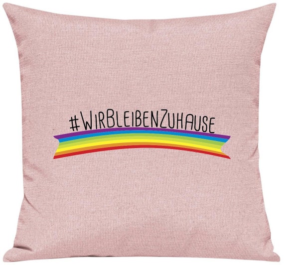 kleckerliese Kissen "Wir Bleiben Zuhause #wirbleibenzuhause" Kissenhülle Deko Sofa mit Kissenfüllung