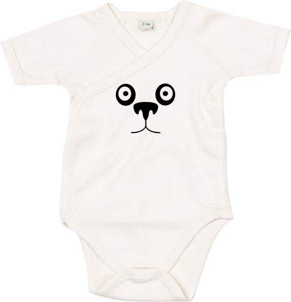 kleckerliese Wickel Baby Body "Tiere Pandabär Panda" Babybody Strampler Wickelbody Organic Kimono Kurzarm