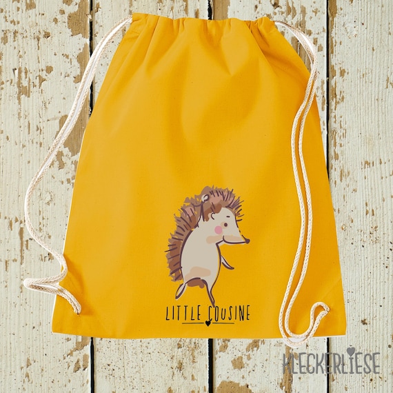Kleckerliese Turnbeutel "Little Cousine Igel" Rucksack Bag Stoffbeutel Gymsack Kita Schule  Einschulung Wechselsachen 27 Farben