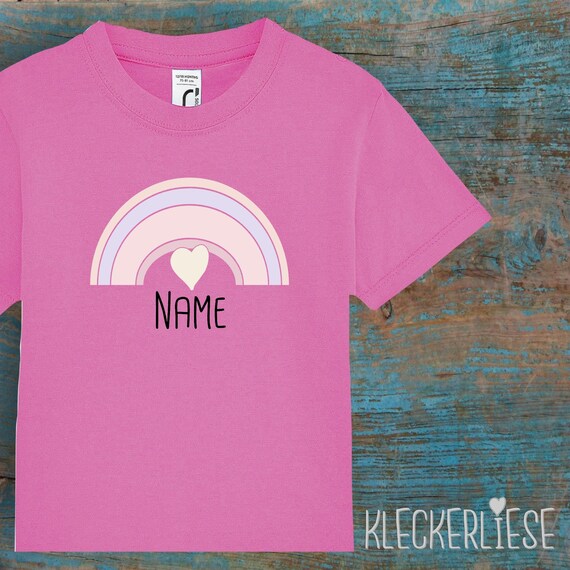 Kinder Baby Shirt mit Wunschname Kleinkind "Regenbogen mit Wunschname" T-Shirt Jungen Mädchen