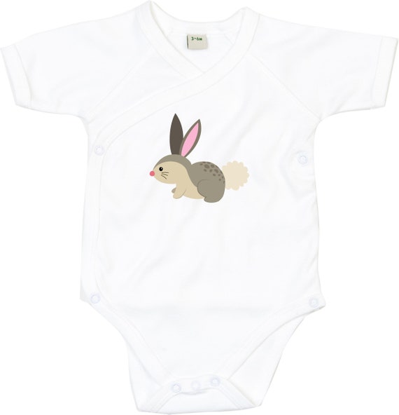 kleckerliese Wickel Baby Body "Hase" Babybody Strampler Wickelbody Organic Kimono Kurzarm