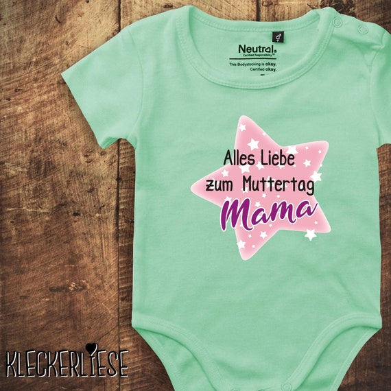kleckerliese baby bodysuit "Happy Mother's Day Mom" fair wear for boys and girls