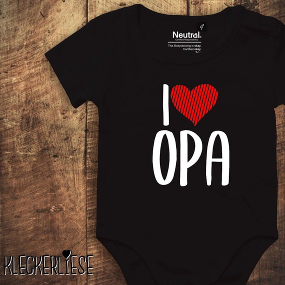 kleckerliese baby bodysuit "I Love Grandpa" Fair Wear