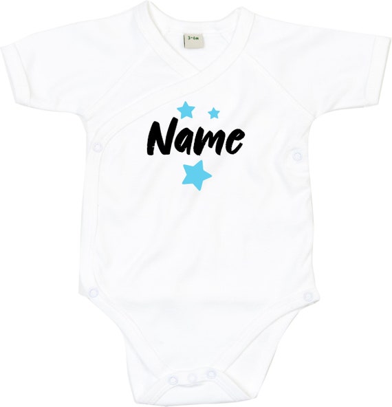 Wickel Baby Body "Wunschname Wunschtext" Sterne Babybody Strampler
