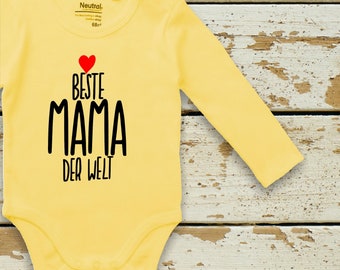 kleckerliese Langarm Babybody "Beste Mama der Welt" Baby Body Jungen Mädchen Longsleeve Fair Wear