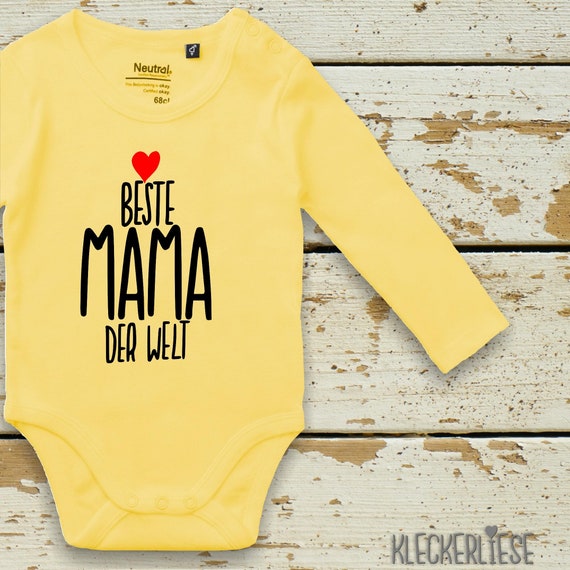 kleckerliese Long Sleeve Baby Bodysuit "Best Mom in the World" Baby Bodysuit Boys Girls Long Sleeve Fair Wear