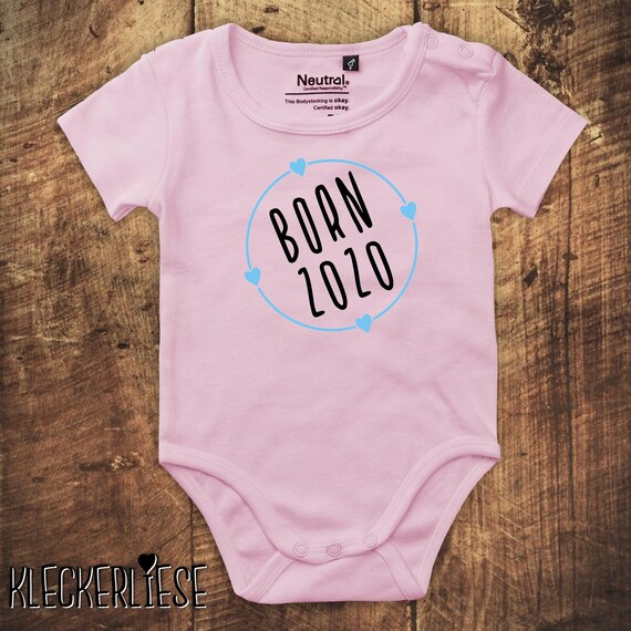 kleckerliese Babybody Body "Born 2020" Fair Wear Jungen Mädchen Motiv Aufdruck