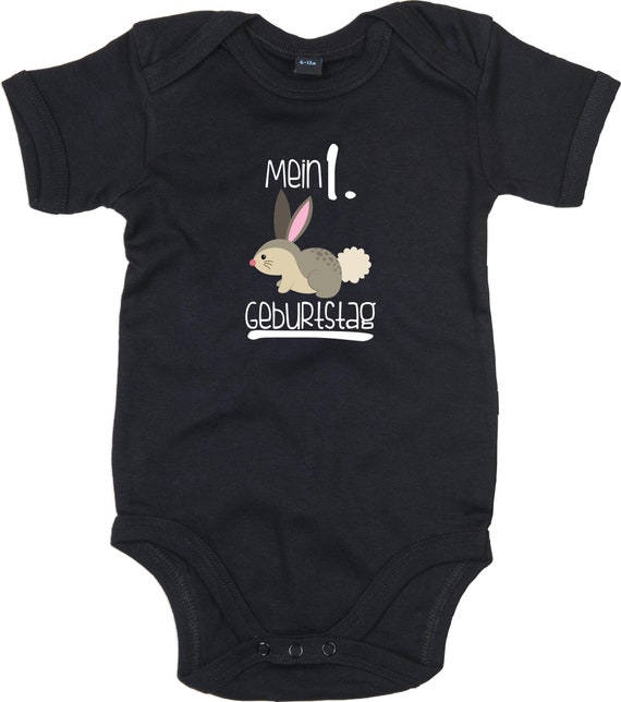 kleckerliese Baby Body "Mein 1. Geburtstag Hase" Babybody Strampler Jungen Mädchen Kurzarm