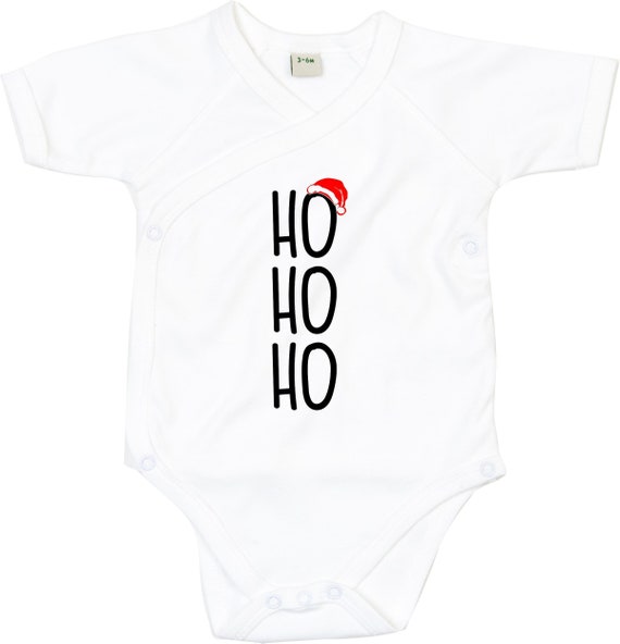 kleckerliese Wickel Baby Body "Ho Ho Ho Weihnachten" Babybody Strampler Wickelbody Organic Kimono Kurzarm