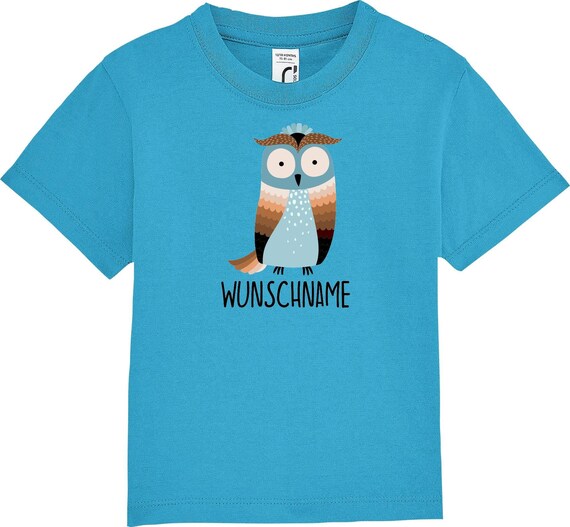 kleckerliese Kinder Baby Shirt Kleinkind "Eule" mit Wunschnamen Jungen Mädchen T-Shirt