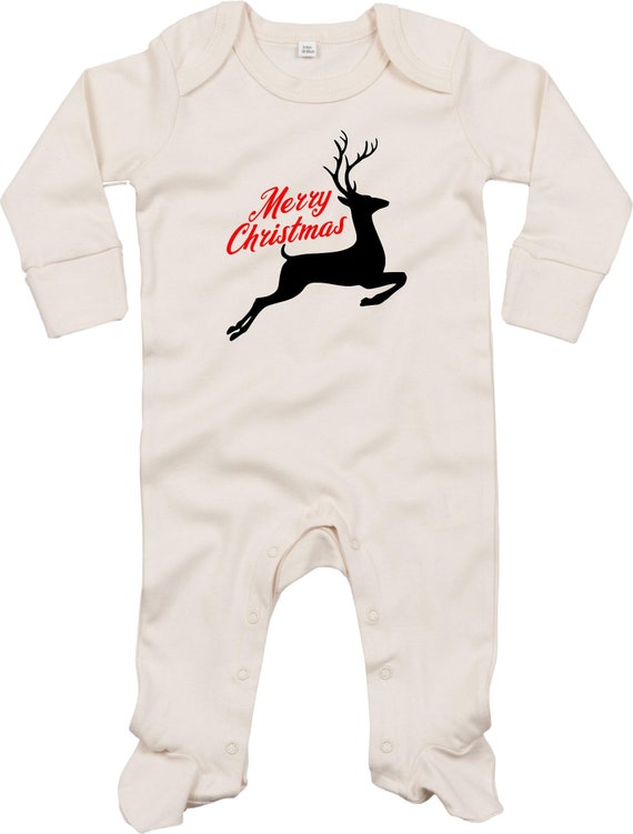 Kleckerliese Baby Schlafanzug "Weihnachten Merry Christmas Rentier" Sleepsuit Jungen Mädchen