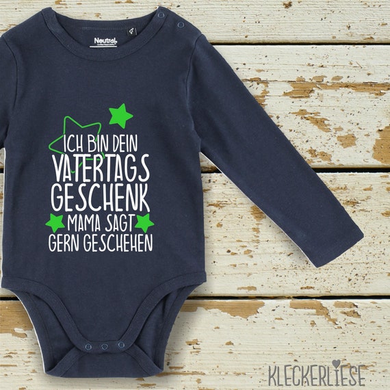 kleckerliese Long Sleeve Baby Bodysuit "I'm your Father's Day gift Mom says you're welcome" Baby Bodysuit Boys Girls Long Sleeve Fair Wear