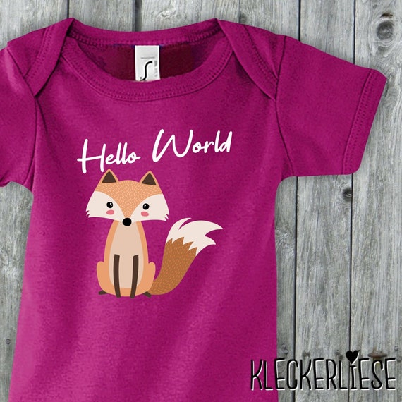 Baby Body "Hello World Fuchs" Babybody Strampler Jungen Mädchen