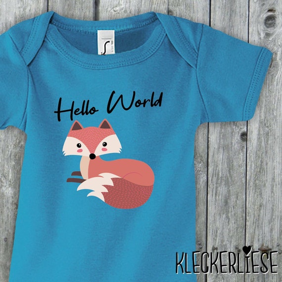 Baby Body "Hello World Fuchs" Babybody Strampler Jungen Mädchen