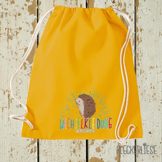 Kleckerliese gym bag with desired name "hedgehog animal motif change of clothes" backpack gym sack daycare school enrollment change of clothes 27 colors