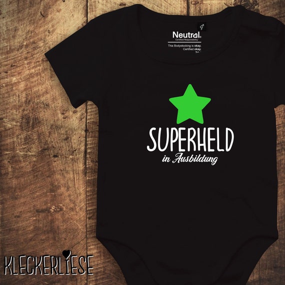 kleckerliese Babybody Body "Superheld in Ausbildung" Fair Wear