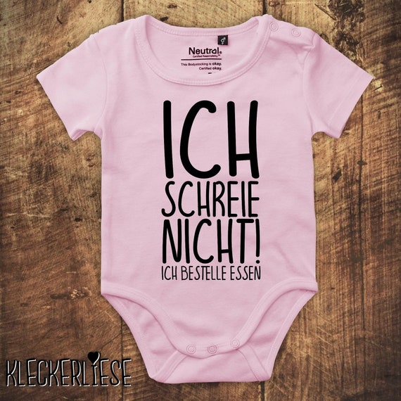 kleckerliese Babybody Body "Ich schreie nicht! Ich bestelle essen" Fair Wear