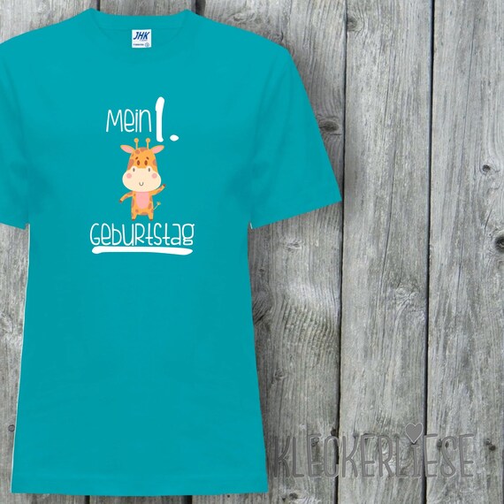 Kinder T-Shirt "Mein 1. Geburtstag Giraffe" Shirt Jungen Mädchen Baby Kind