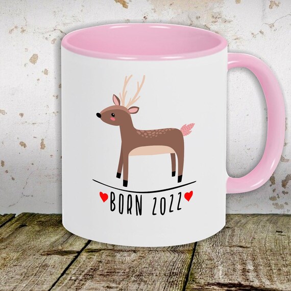 Kaffeetasse Tasse Motiv "Born 2022 Tiermotiv Reh" Tasse Teetasse Milch Kakao