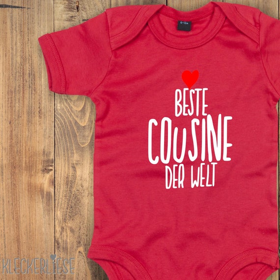 Kleckerliese Baby Body "Best Cousin in the World" Babybody Romper Boys Girls Short Sleeve