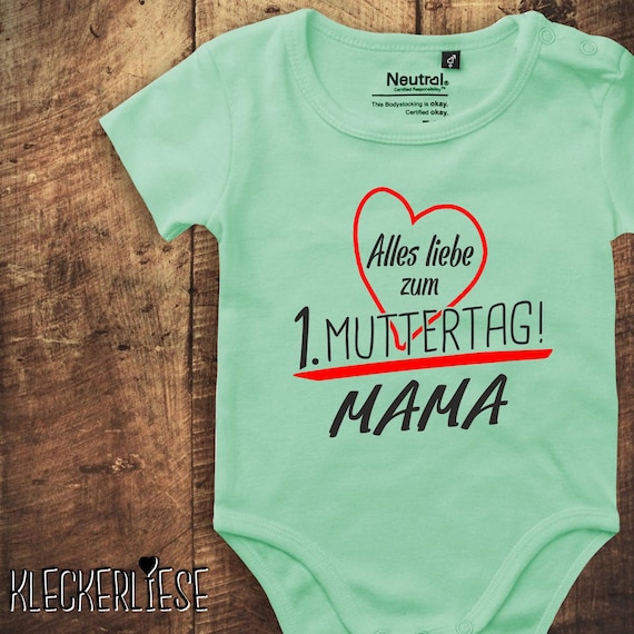 kleckerliese Babybody Muttertag Body "Alles Liebe zum 1. Muttertag Mama" Fair Wear, Bio, Organic Baby Jungen Mädchen