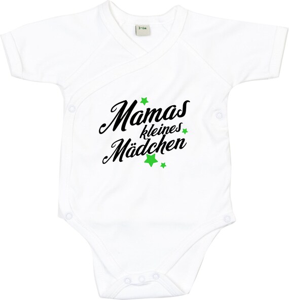 kleckerliese Wickel Baby Body "Mamas kleines Mädchen" Babybody Strampler Wickelbody Organic Kimono Kurzarm