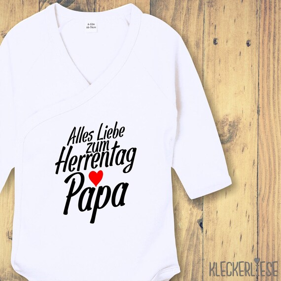 Langarm Wickel Baby Body "Alles Liebe zum Herrentag Papa" Babybody Strampler