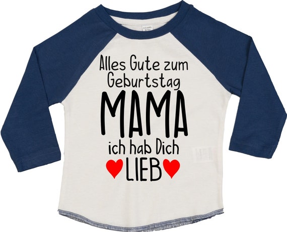 Kleckerliese Baby Kinder T-Shirt Langarmshirt  "Alles Gute MAMA ich hab Dich Lieb" Raglan-Ärmel Jungen Mädchen