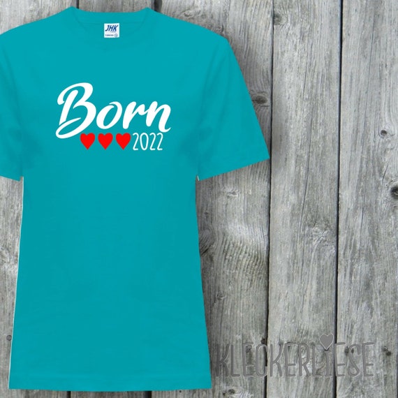 Kinder T-Shirt mit Wunschname "Born Herzen Wunschzahl Wunsch Datum" Shirt Jungen Mädchen Baby Kind