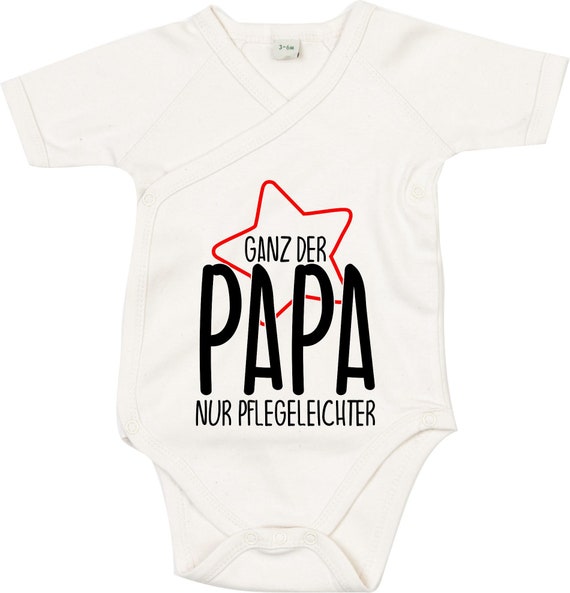 kleckerliese Wickel Baby Body "Ganz der Papa nur Pflegeleichter" Babybody Strampler Wickelbody Organic Kimono Kurzarm