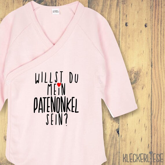 Langarm Wickel Baby Body "Willst du mein Patenonkel sein?" Babybody Strampler