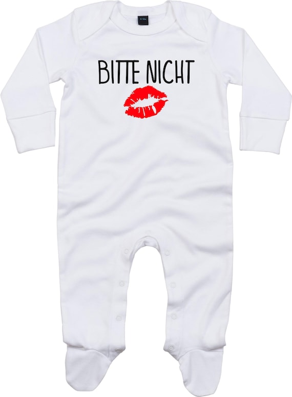 Kleckerliese Baby Schlafanzug "Bitte nicht Küssen" Sleepsuit Langarm Jungen Mädchen Einteiler Strampler