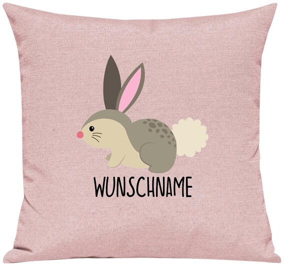 kleckerliese Kissen "Hase" mit Wunschnamen individuell Tiere Natur Wald Wiese Kissenhülle Deko Sofa mit Kissenfüllung