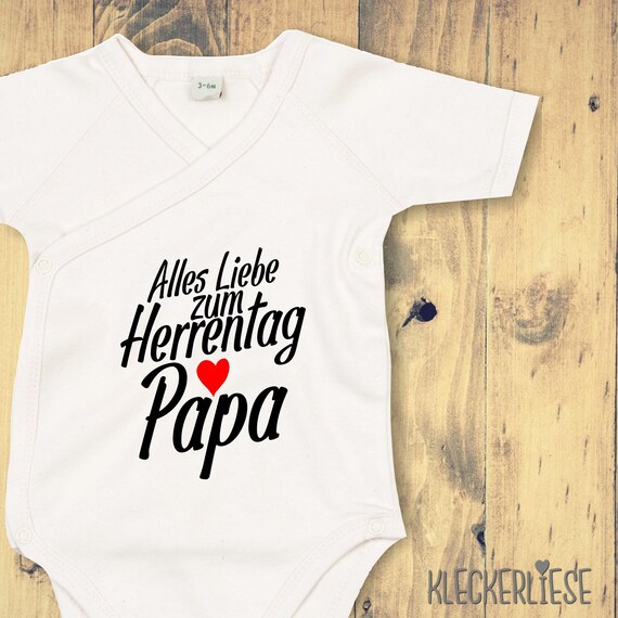 kleckerliese Wickel Baby Body "Alles Liebe zum Herrentag Papa" Babybody Strampler Wickelbody Organic Kimono Kurzarm