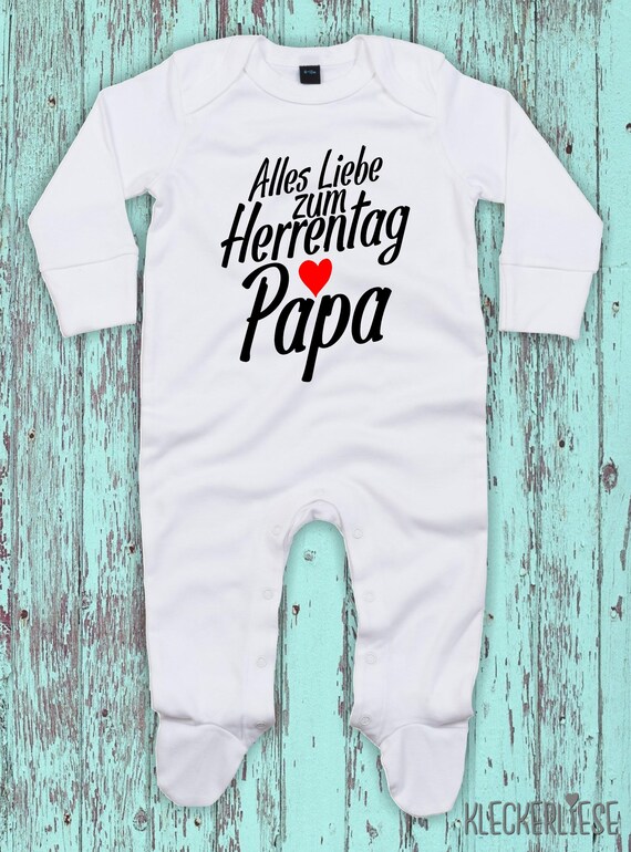 Kleckerliese Baby Schlafanzug "Alles Liebe zum Herrentag Papa" Sleepsuit Jungen Mädchen