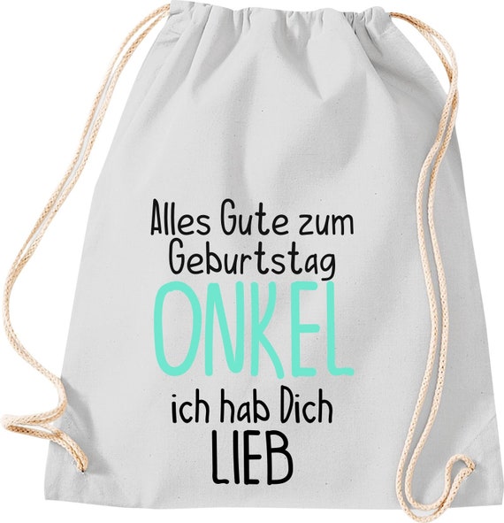 Kleckerliese Gymsack "Alles Gute ONKEL ich hab Dich Lieb" Rucksack Bag Stoffbeutel Turnbeutel Tragetasche