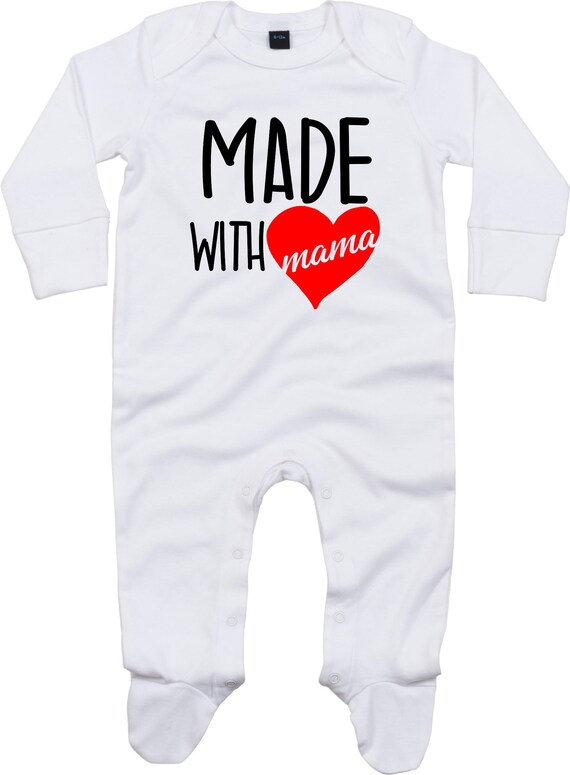 Kleckerliese Baby Schlafanzug "Made with Mama" Sleepsuit Langarm Jungen Mädchen Einteiler Strampler