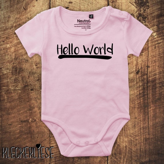 kleckerliese Babybody Body "Hello World" Fair Wear, Bio, Organic Baby Jungen Mädchen