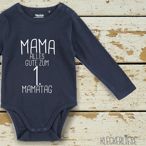 kleckerliese Long Sleeve Baby Bodysuit "Mom Happy 1st Mommy Day" Baby Bodysuit Boys Girls Long Sleeve Fair Wear Mother's Day