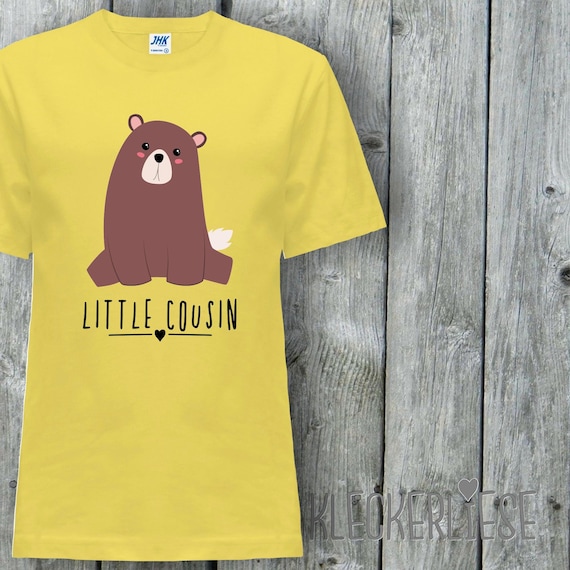 Kleckerliese Baby Kinder T-Shirt "Little Cousin" Tiermotive Bär Kurzarm Sprüche Jungen Mädchen Shirt Nicki mit Aufdruck Motiv